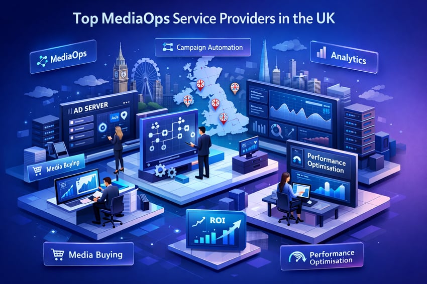 MediaOps Ecosystem in 3D Isometric UK Tech Landscape